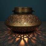 Furnshine - Harpo Handcrafted Brass Filigree Candle Holder – Ornate Metal Tealight Lamp for Meditation, Festival & Home Decor