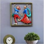 Furnshine - Eldon Festive Dandiya Couple Wall Hanging | Handcrafted Raas Garba Metal Art Frame for Living Room & Navratri Home Décor