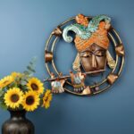Furnshine - Axton Iron Painted Round Krishna Wall Hanging with LED | Metal Krishna Wall Décor for Home & Pooja Room