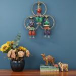 Furnshine – Wally Abstract Musician 3 Cap Lady in Ring Metal Wall Art | Handcrafted Multicolor Iron Wall Hanging Sculpture for Home, Living Room, Café & Restaurant Decor