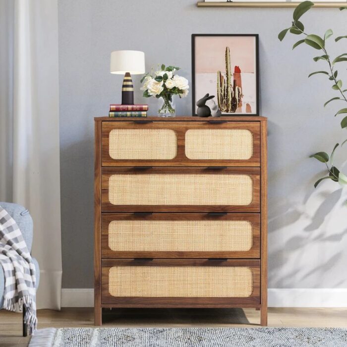Furnshine - Simpson Wooden Rattan Finish 4-Drawer Chest of Drawer - Image 9
