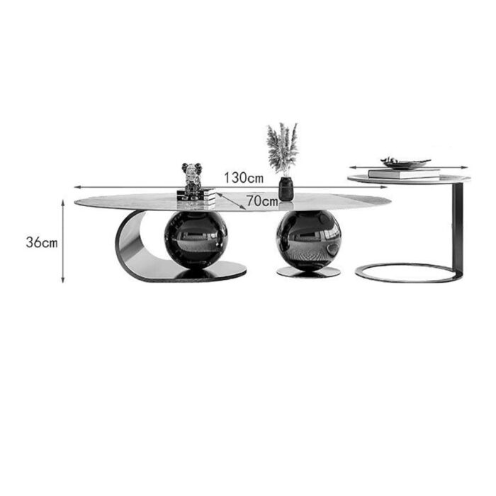 Furnshine - Stainless Steel Ball Design Marble Top Coffee Table - Image 4