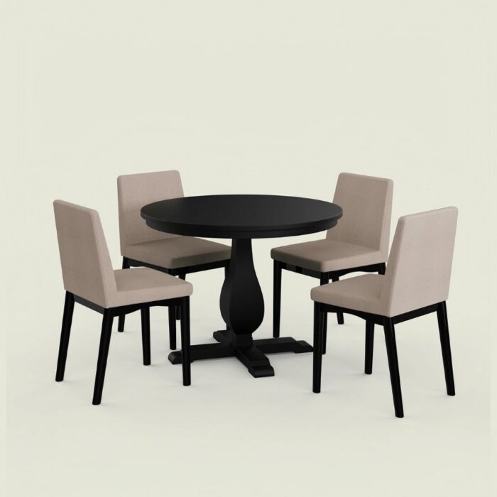 Furnshine - The Adette Black Round Dining Table 4 Seater Set - Image 2