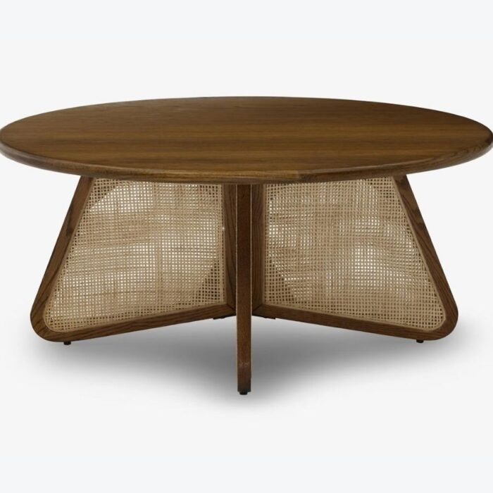 Furn Shine - Butterfly Rattan Coffee Table in Solid Wood with Natural Cane Legs - Image 3