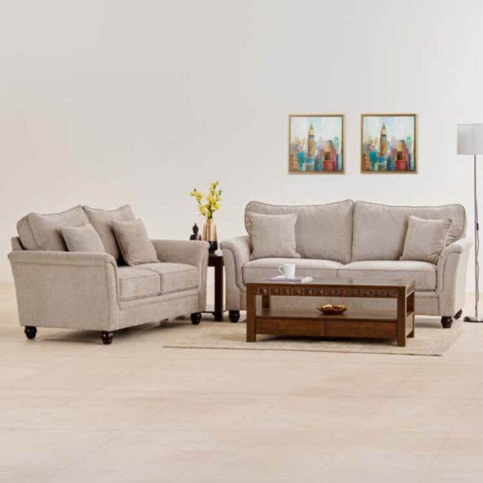 Furn Shine - Eddey Fabric 3+2 Seater Sofa Set - Olive Beige - Image 1