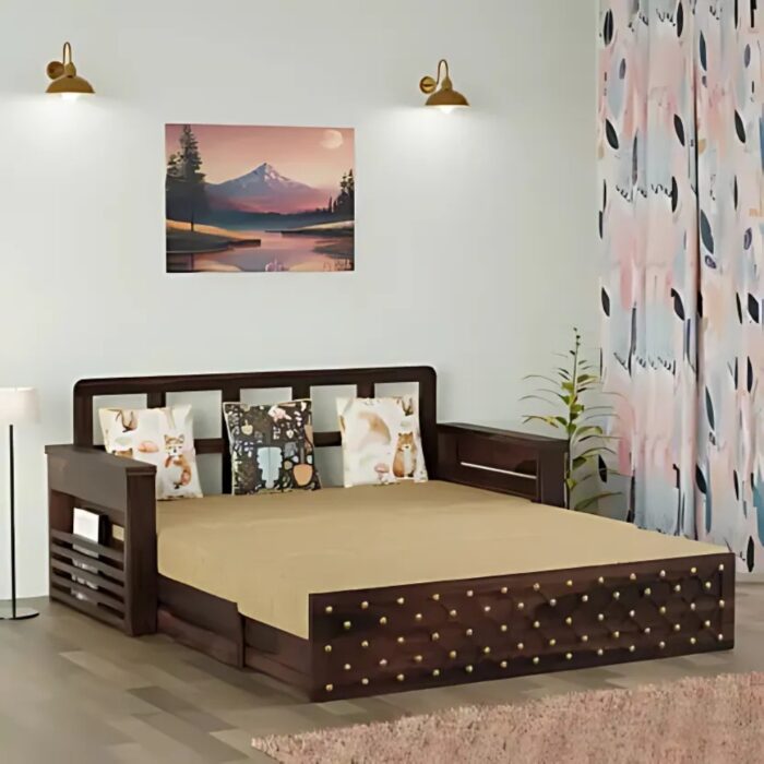 Furnshine - Twiggy Solid Wood Block Style Three Seater Sofa Cum Bed With Storage - Image 1