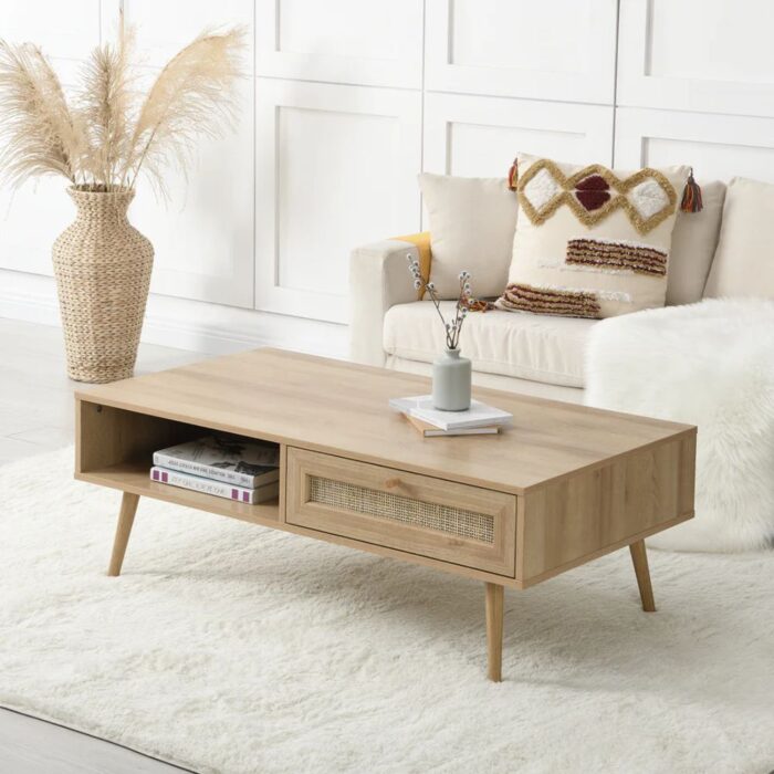 Furnshine - Terry Woven Rattan Wooden Coffee Table - Image 14