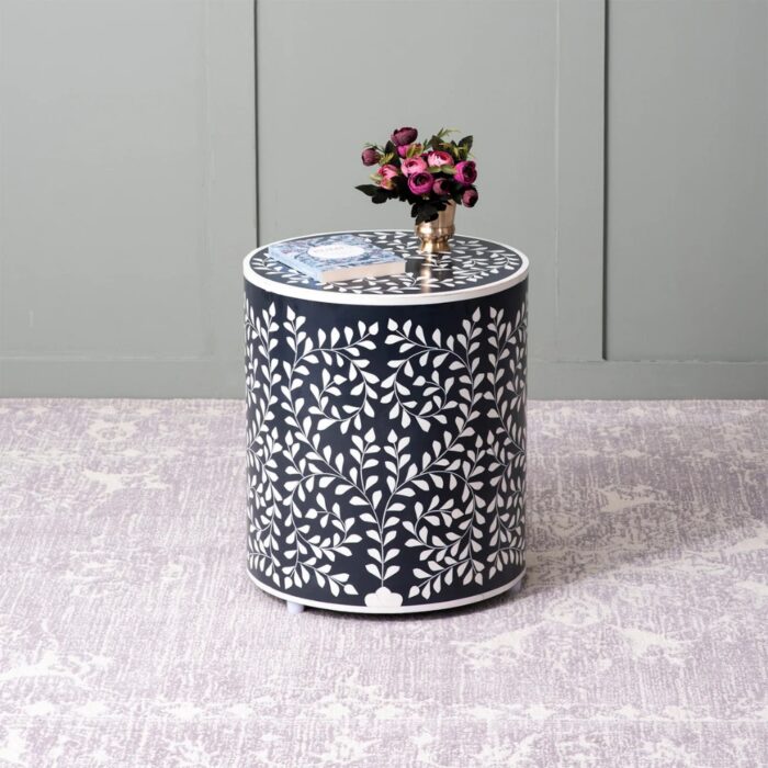 Furnshine - Idina Bone Inlay Leaf Design Side Table - Image 1