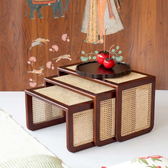 Furnshine - Starlit Rattan Nesting Table - Set of 3 - Image 1