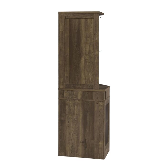 Furnshine - Rustic Oak Corner Bar Cabinet with Stemware Rack & Wine Storage - Image 6