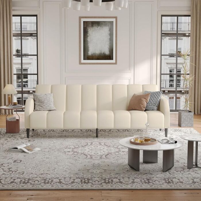 Furnshine - Avri Faux Leather Futon Adjustable Sofa Bed Couch - Image 9