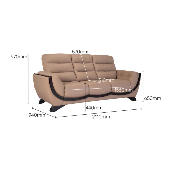 Furnshine - Sly Leatherette 3/2/1 Seater Style Sofa in Mushroom Brown - Image 10