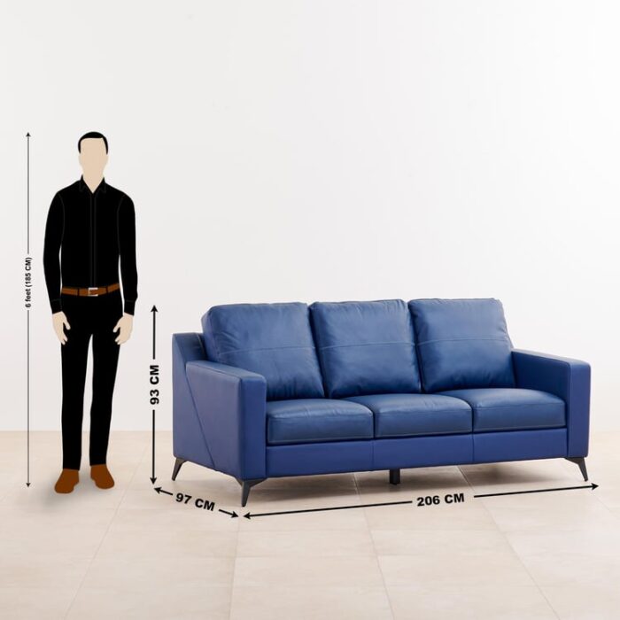 Furn Shine - Norvin 3+2 Seater Half PU Leather Sofa Set (Blue) - Image 6