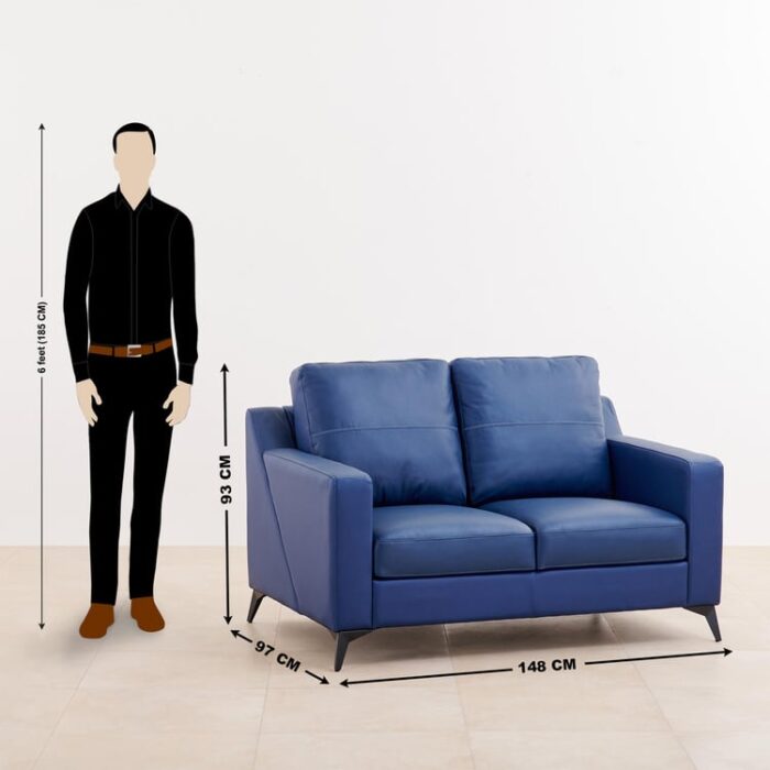 Furn Shine - Norvin 3+2 Seater Half PU Leather Sofa Set (Blue) - Image 7