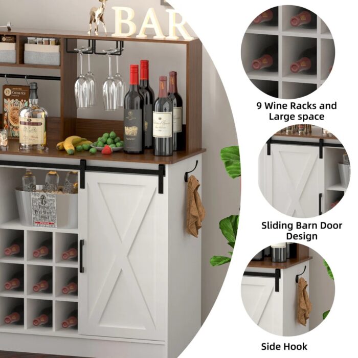 Furnshine - Byatt Coffee Bar Cabinet with Sliding Barn Door Storage - Image 11