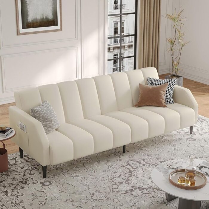 Furnshine - Avri Faux Leather Futon Adjustable Sofa Bed Couch - Image 10