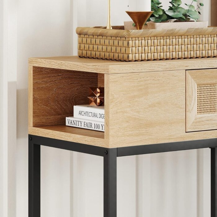 Furnshine - Rattan Entryway Console Table with Drawer - Image 4