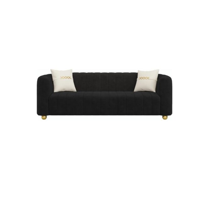 Furnshine - Patsy 83.46" Mid-Century 3-Seater Velvet Sofa with Gold Metal Sphere Legs - Image 15