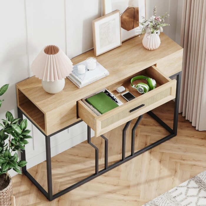 Furnshine - Rattan Entryway Console Table with Drawer - Image 3