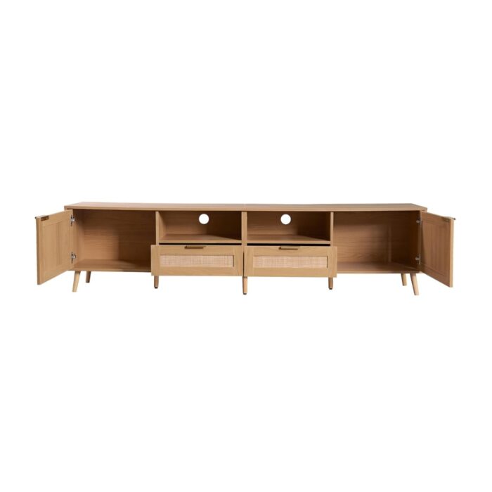 Furnshine - Wynton 78.8'' Wide Rattan TV Stand with Solid Wood Legs - Image 8