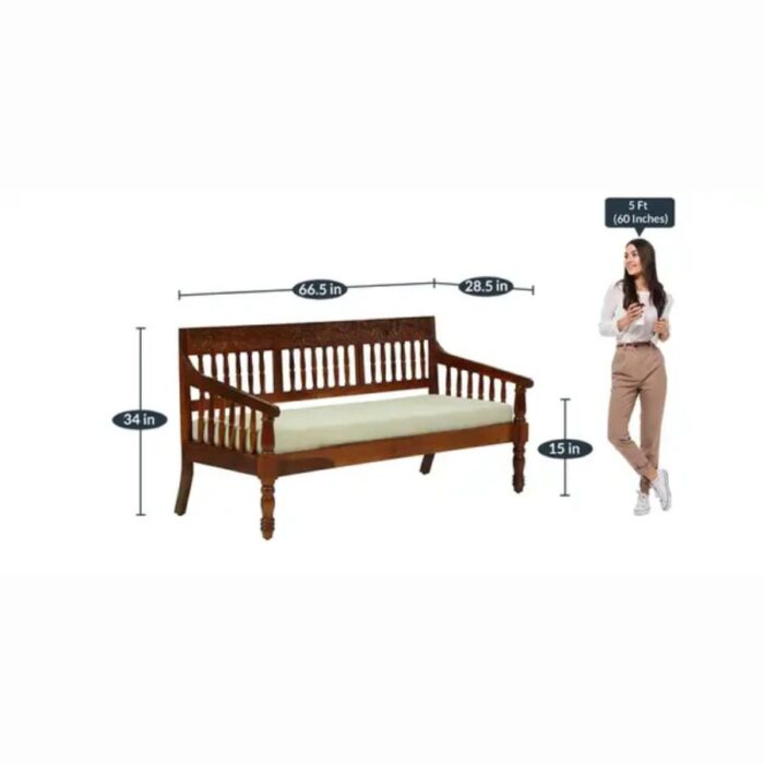 Furn Shine Milan Traditional Solid Wood 3 Seater Sofa In Honey Oak Finish - Image 6