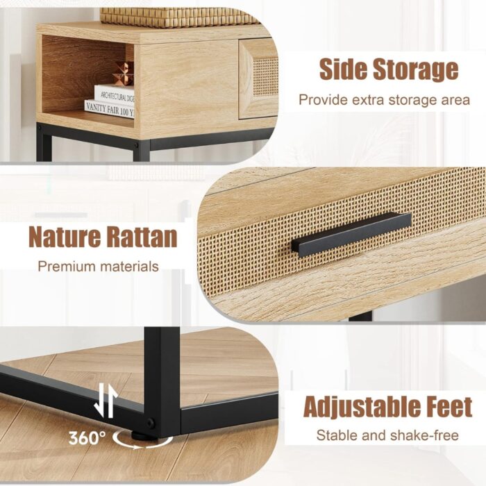 Furnshine - Rattan Entryway Console Table with Drawer - Image 8