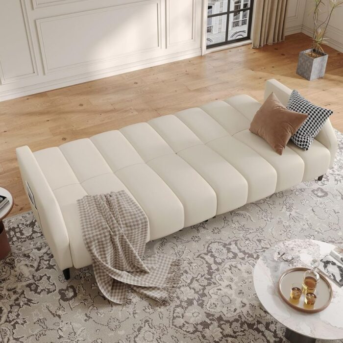 Furnshine - Avri Faux Leather Futon Adjustable Sofa Bed Couch - Image 12