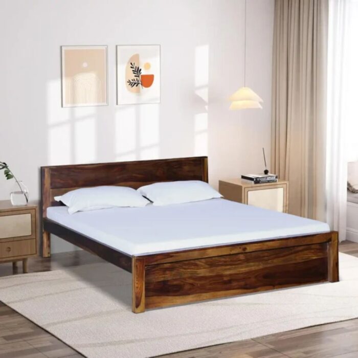 Furnshine - Sherman Solid Sheesham Wood King Size Bed Without Storage - Image 1