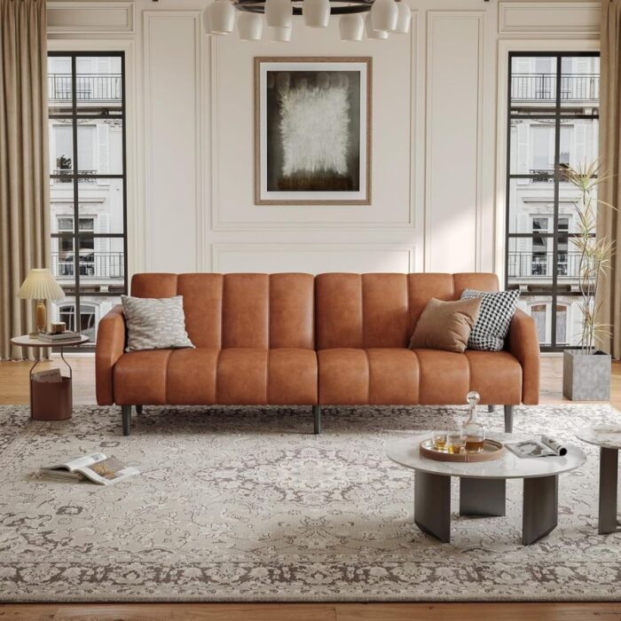 Furnshine - Avri Faux Leather Futon Adjustable Sofa Bed Couch - Image 15