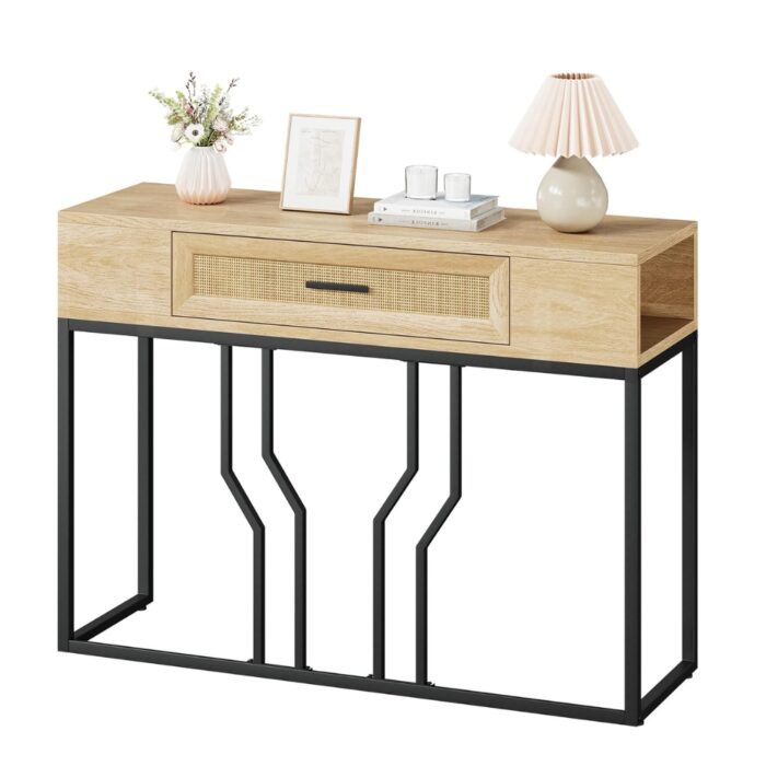 Furnshine - Rattan Entryway Console Table with Drawer - Image 9