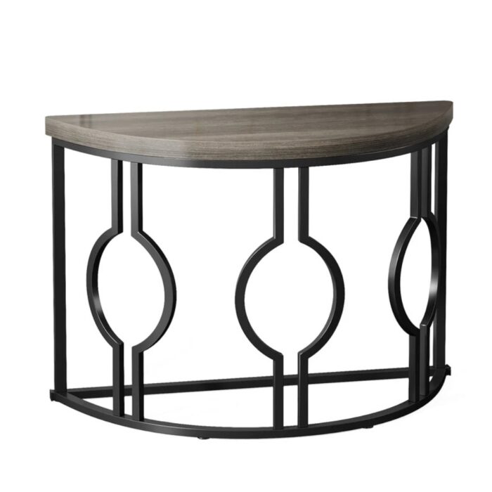 Furnshine - 43.3" Industrial Semi Circle Half Moon Console Table for Entryway with Metal Base - Image 6