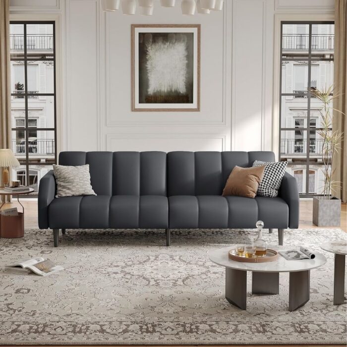 Furnshine - Avri Faux Leather Futon Adjustable Sofa Bed Couch - Image 17