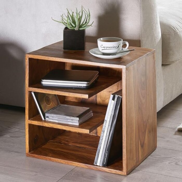 Furnshine - Blakeley Sheesham Wood Bedside End Table with 3 Shelf - Image 1