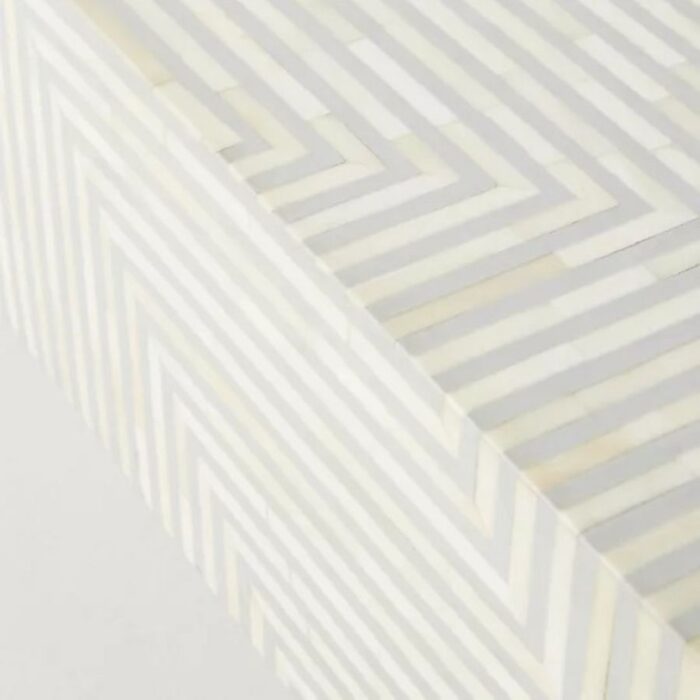 Furnshine - Blomingo Striped Bone Inlay Rectangular Coffee Table In Light Grey Color - Image 3