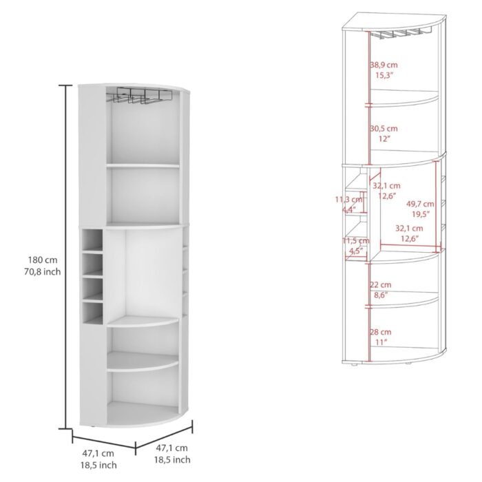 Furnshine - Treena Modern Corner Bar Cabinet (White) - Image 5