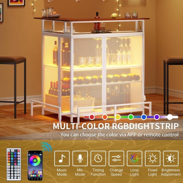 Furnshine - Gifford L-Shaped Home Bar Unit with LED Light APP Control - Image 2