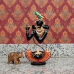Furnshine - Bliss Krishna Tea Light Candle Holder – Handcrafted Black Metal Tealight Stand for Home Décor & Pooja Room - Image 3