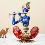 Furnshine - Lee Metal Krishna Tea Light with Bansuri Showpiece for Home Decor, Elegant Lord Krishna Tea Light Holder, Home Decoration Gift for Living Room - Image 2