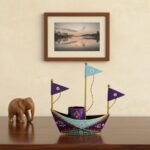 Furnshine - Eldred Decorative Handcrafted Metal Blue Boat Pen Stand / Pencil Holder - Image 2