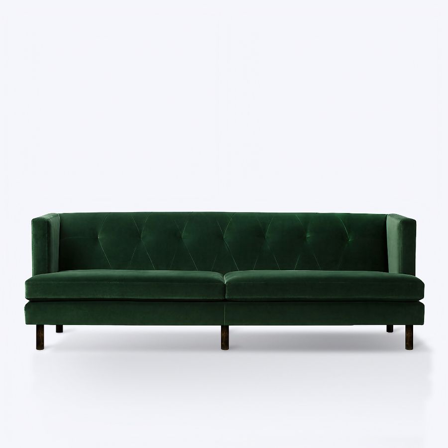 xr:d:DAFfBoU2ugw:8,j:2039552378,t:23040306 Furn Shine - The Cicero Emerald Green Velvet 3 Seater Sofa - Image 1