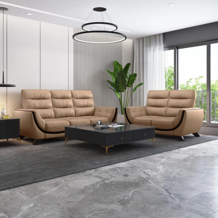 Furnshine - Sly Leatherette 3/2/1 Seater Style Sofa in Mushroom Brown - Image 2
