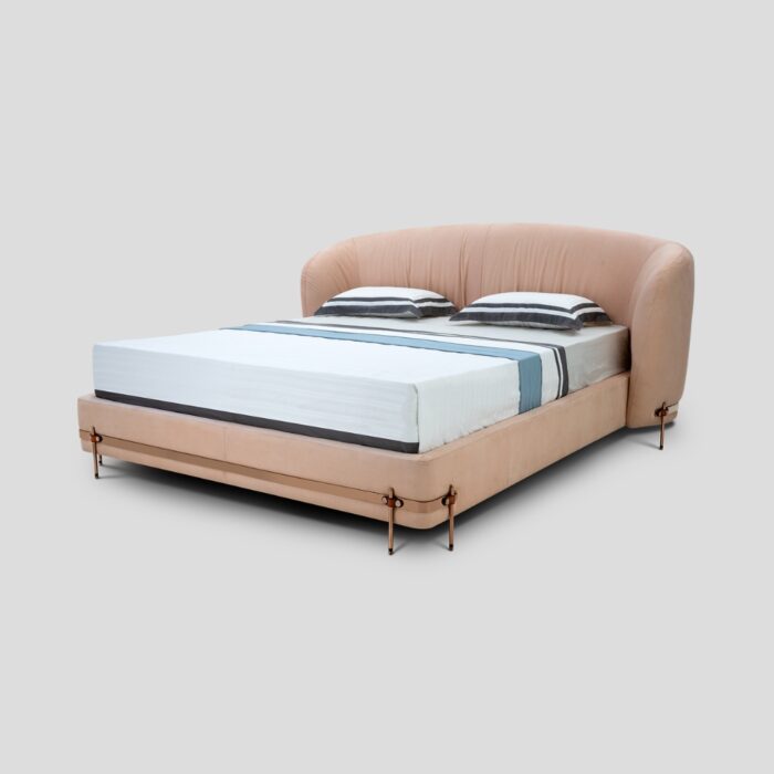 Funshine - Pomeroy Light Pink Color King Size Bed with Curved Design & Metal Legs - Image 2