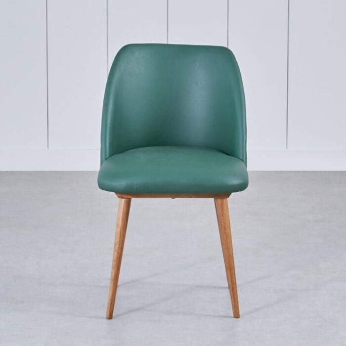 Furnshine - Rue Mango Wood Frame Set of 2 Faux Leather Seating Dining Chair - Green - Image 2