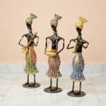 Furnshine - Vinny Handcrafted Rajasthani Musician Figurine Set – Iron Folk Art Table Decor (Set of 3 Colors) - Image 2