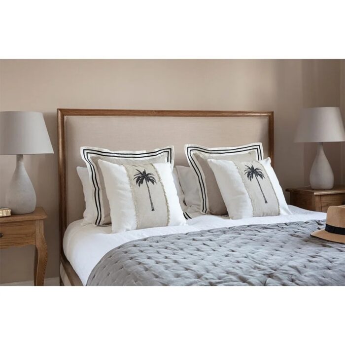Furnshine - Savan Solid Acacia Wood & Linen Upholstered King Size Bed - Image 2