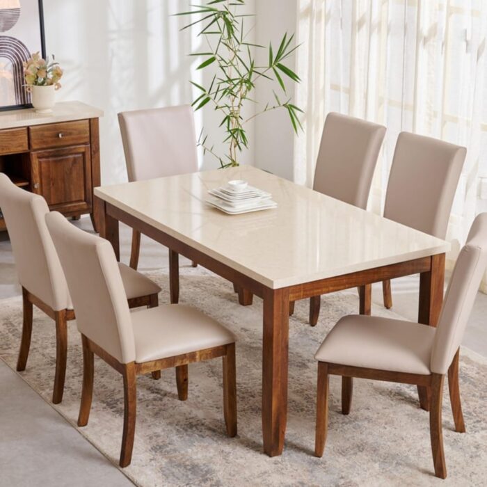 Furnshine - Harper Set of 2 Faux Leather Dining Chairs - Beige - Image 2