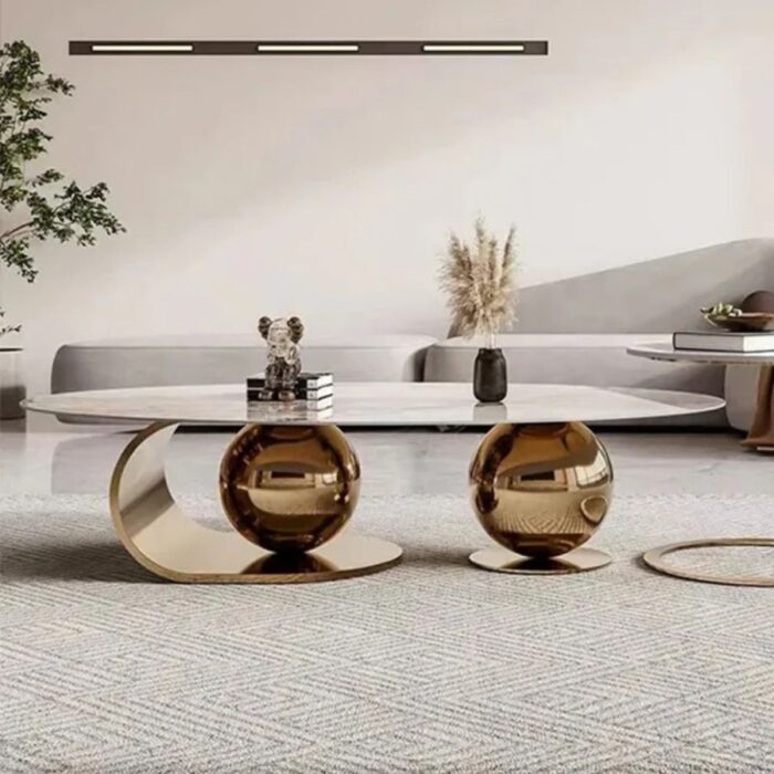 Furnshine - Stainless Steel Ball Design Marble Top Coffee Table - Image 5