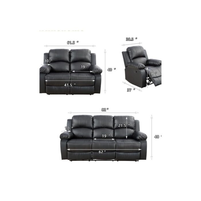 Furnshine - Jarrett Luxury Leather Recliner Sofa with Loveseat & Chair - Image 10