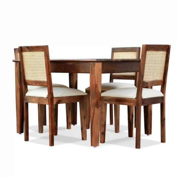 Furnshine - Aaralyn Solid Wood Cane 4 Seater Dining Table Set - Image 4