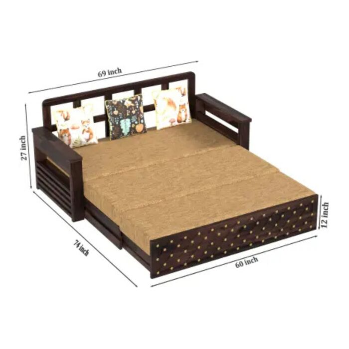 Furnshine - Twiggy Solid Wood Block Style Three Seater Sofa Cum Bed With Storage - Image 5